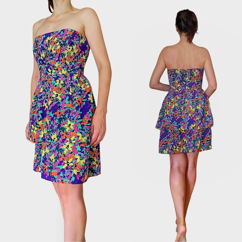 Shoshanna multicolor strapless silk cotton dress sz.8